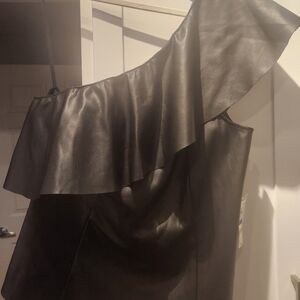 One Shoulder Faux Leather Top By INC